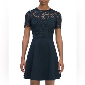 NWT Kate Spade New York Rose Lace Bodice Ponte Dress Black Size 10